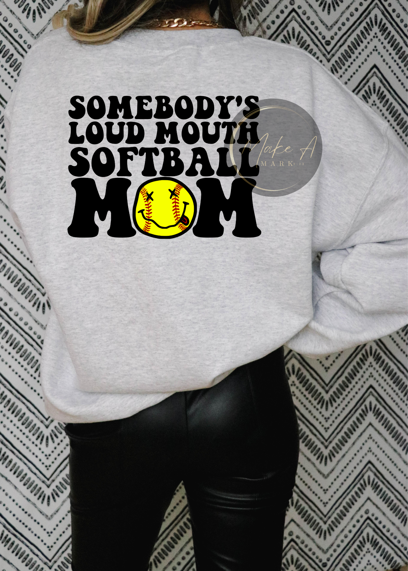 Loud mouth softball mom crewneck sweater